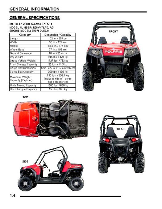 Product picture DOWNLOAD Polaris Ranger RZR 2008 ATV Service Repair Workshop Manual